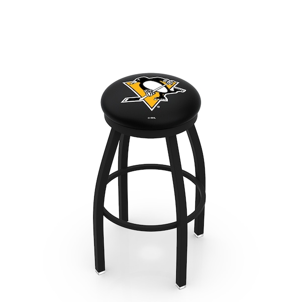 25" Blk Wrinkle Pittsburgh Penguins Swivel Bar Stool, Accent Ring