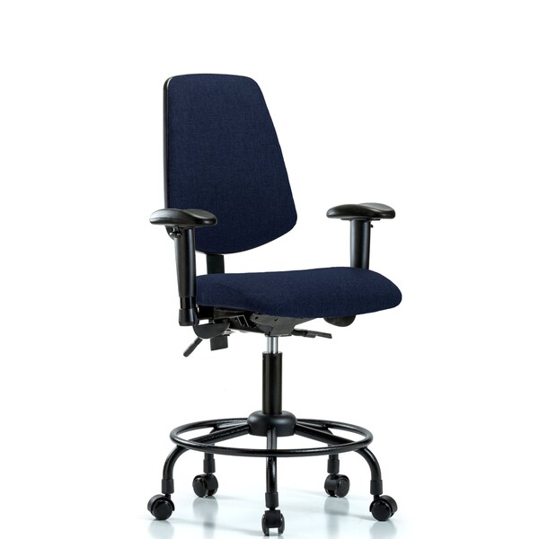 Desk Chair Fab Desk Chair, Med, Bk, RT, AA, Cast, Navy, Adjustable Arms, 21" to 26" Height, Fabric