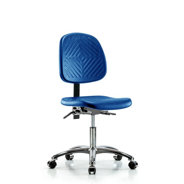 Poly Chair Chrome, Desk, Med Back, Tilt, Casters, Blue
