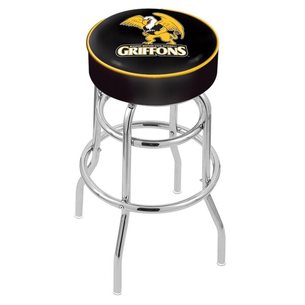 25" Missouri Western State Cushion Seat, 2-Ring Chrome Swivel Bar Stool