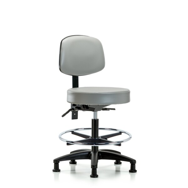 Bench Stool, Med, Vinyl, Bk, CF, Glides, Dov