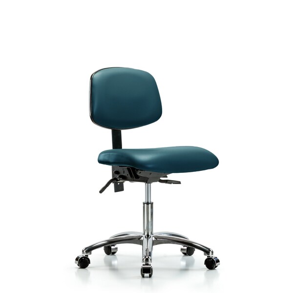 Vinyl Chair Chrome, Desk, Casters, Royal