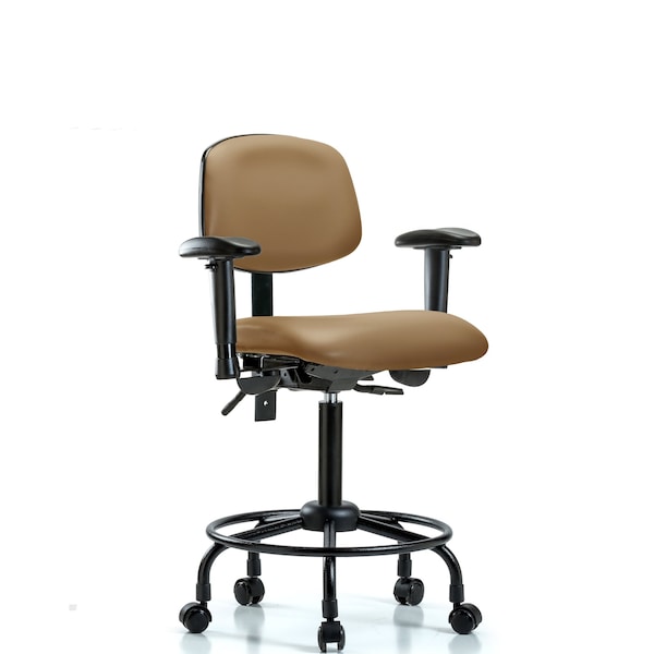 Bench Chair, RT Tilt, AA Cast, Vinyl, Taupe, 6-Way Adjustable, 22" to 29" Height, Taupe