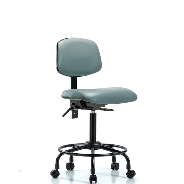 Vinyl Chair, Med Bench, Round Tube Base, Casters, Storm