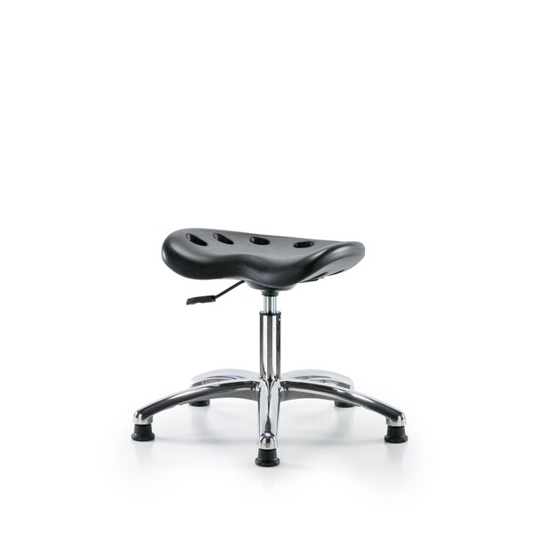 Poly Tractor Stool Chrome, Desk, Glides, Black
