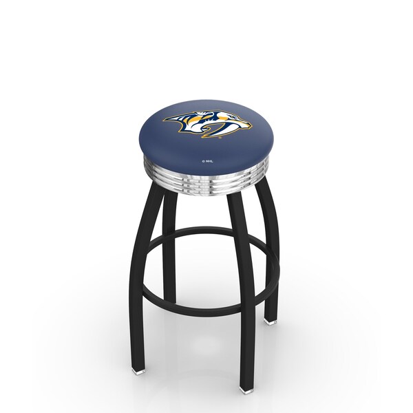 25" Blk Wrinkle Nashville Predators Swivel Bar Stool, Chrome Ring