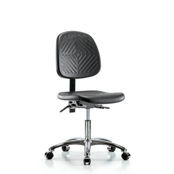 Desk Chair Desk Chair, Med, Poly, Bk Chrm, Tilt, Casters, No Arms, 17" to 22" Height, Black; Blue