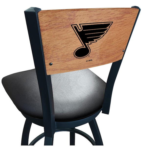 25" Blk Wrinkle St Louis Blues Swivel Bar Stool, Laser Engraved Back