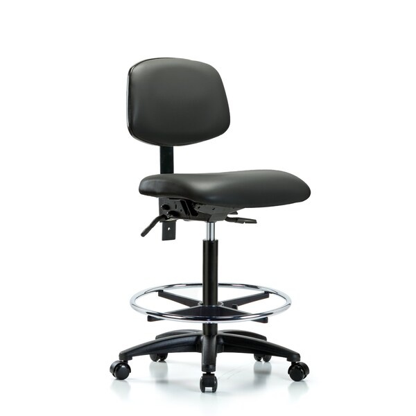 Vinyl Chair, High Bench, Tilt, Foot Ring, Casters, Carbon