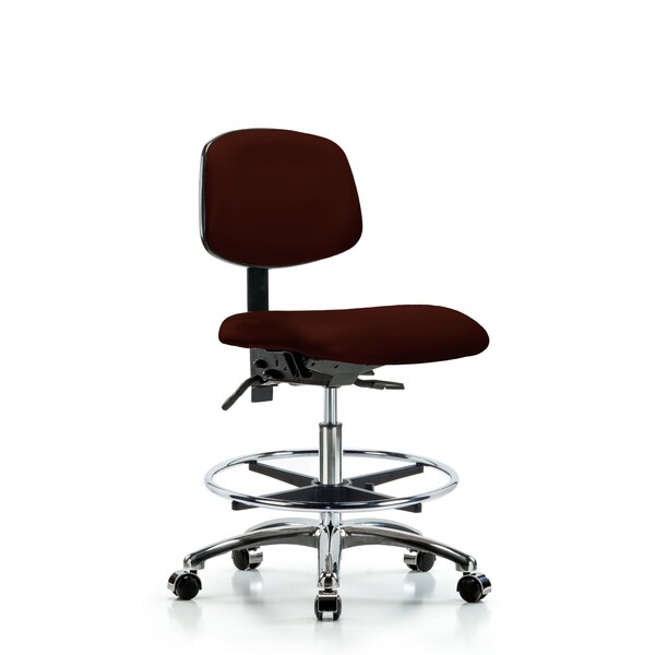 Medium Bench Chair Chair, Vin, Med Ben, Chr Tilt CF Cast, Burg, No Arms, 22" to 29" Height, Vinyl