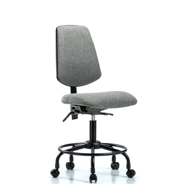Desk Chair Fab Desk Chair, Med, Bk, RT, Casters, Gry, No Arms, 21" to 26" Height, Fabric, Grey
