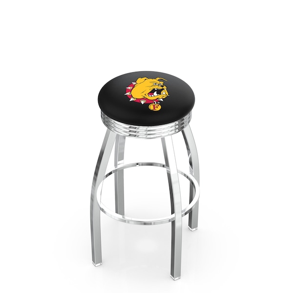 25" Chrome Ferris State Swivel Bar Stool, Accent Ring