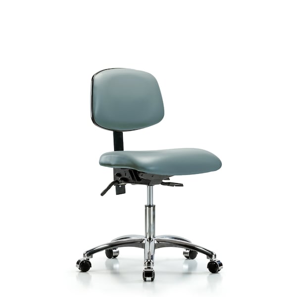 Vinyl Chair Chrome, Desk, Casters, Storm