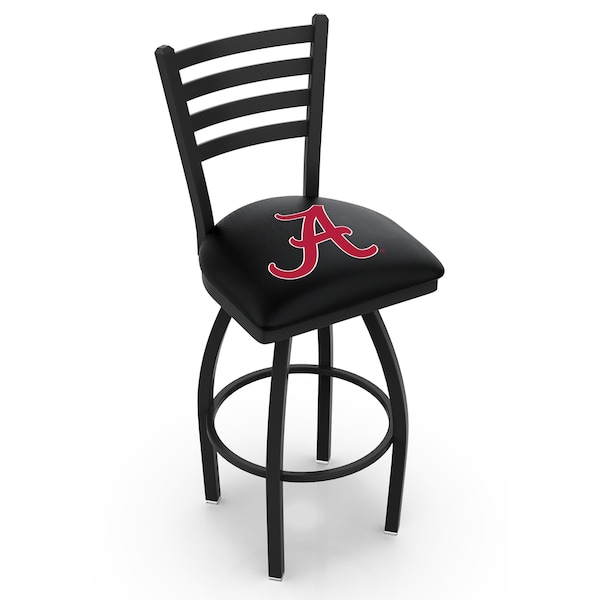 L014, 25" Blk Wrinkle Alabama Swivel Bar Stool, Ladder Back