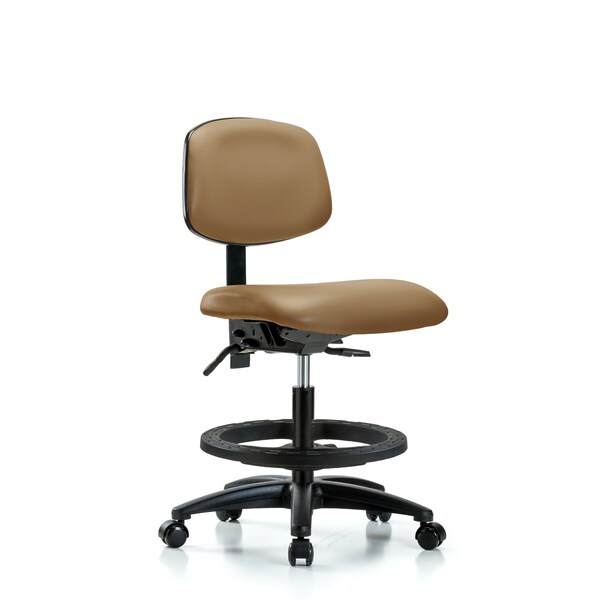 Chair, Vinyl, Med Bench, BF Casters, Taupe, No Arms, 22" to 29" Height, Taupe