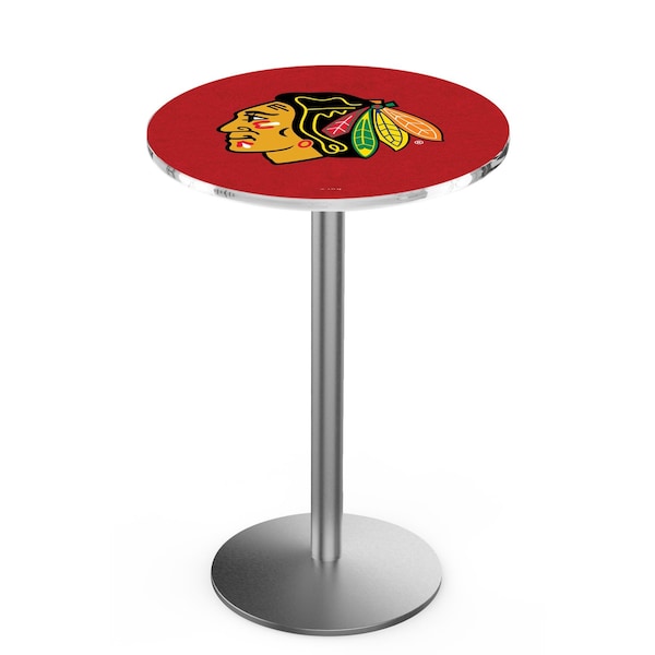 42" Stainless Steel Chicago Blackhawks Pub Table, 36" dia. Top