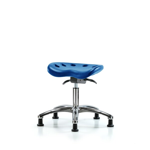 Poly Tractor Sit-Stand Stool Chrome, Desk, Glides, Blue