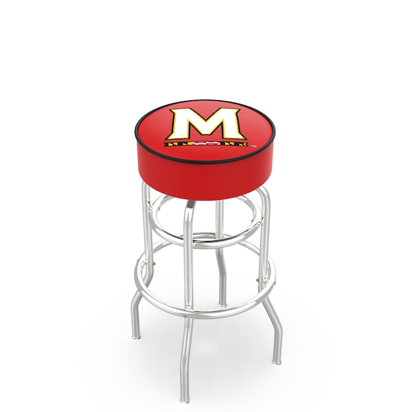 25" 4" Maryland Cushion Seat, Double-Ring Chrome Swivel Bar Stool