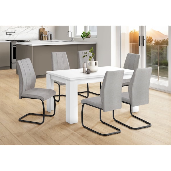 Dining Table, 60" Rectangular, Kitchen, Dining Room, Laminate, White, Contemporary, Modern