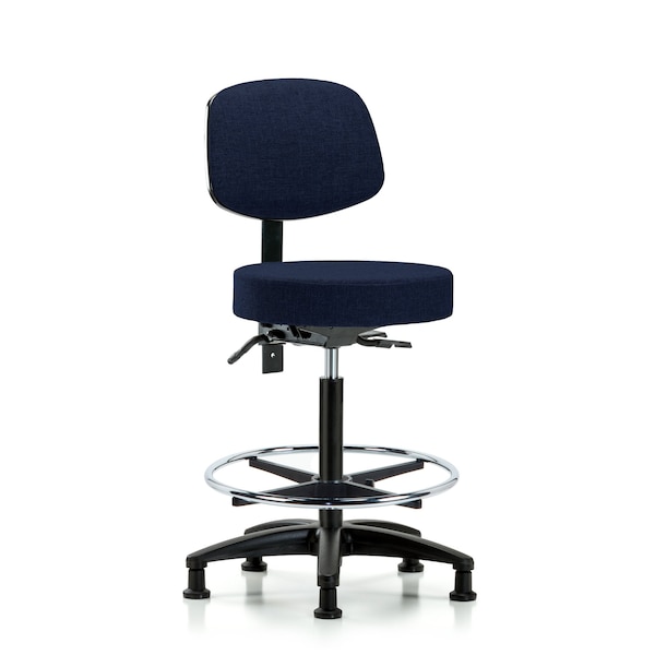 Bench Stool, Hi, Fab, Bk, Tilt, CF, Gld, Nav