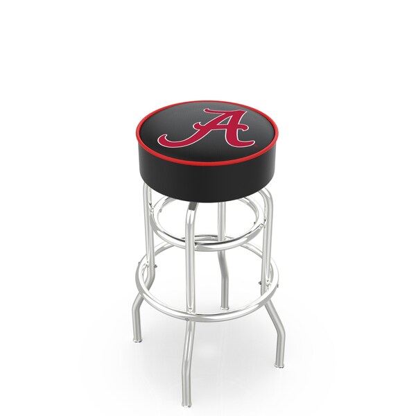 25" 4" Alabama Cushion Seat, Double-Ring Chrome Swivel Bar Stool