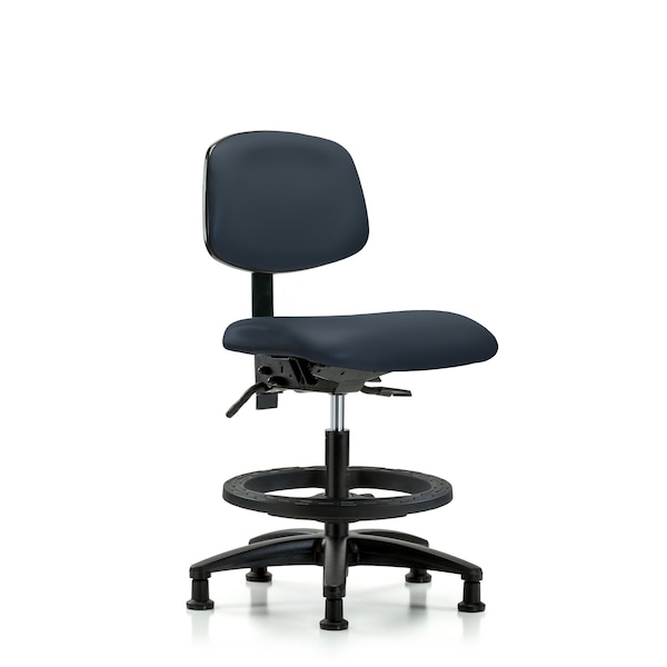 Chair, Vinyl, Med Bench, BF Glides, Nav, No Arms, 22" to 29" Height, Imperial Blue