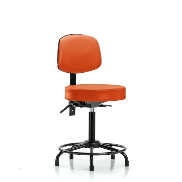 Med Bench Stool, Vinyl, Bk, RT, Glds, Org