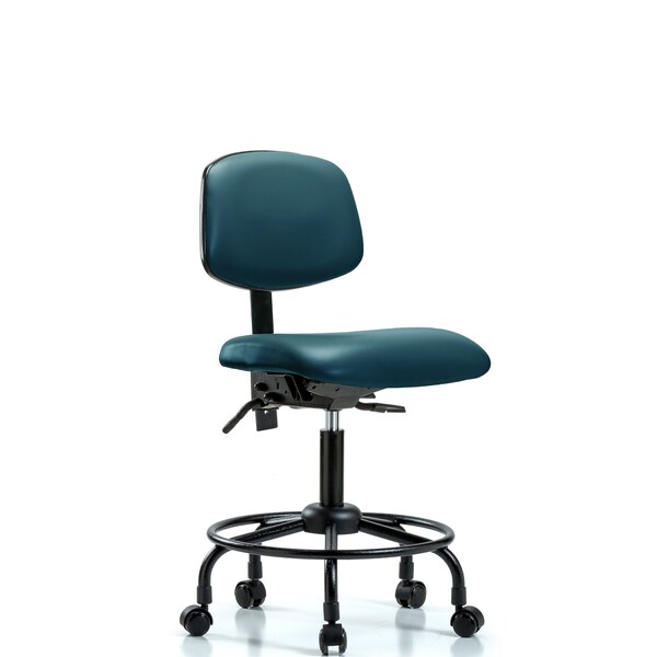 Vinyl Chair, Desk, Round Tube Base, Casters, Royal