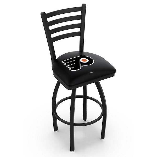 25" Blk Wrinkle Philadelphia Flyers Swivel Bar Stool, Ladder Back