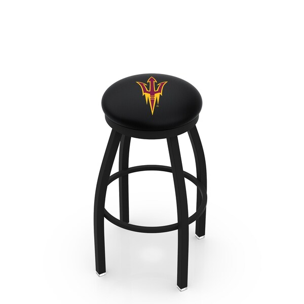 25" Blk Wrinkle Arizona State Swivel Bar Stool, Accent Ring, Pitchfork