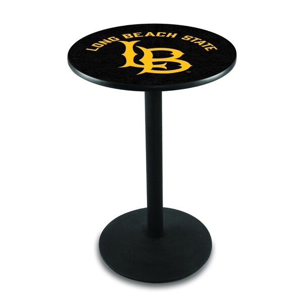 42" Blk Wrinkle Long Beach State University Pub Table, 36" dia. Top