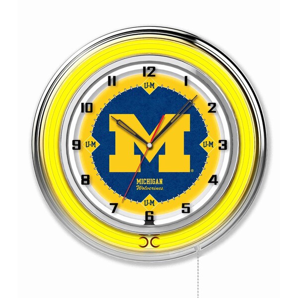 University of Michigan Double Neon 19" Clock