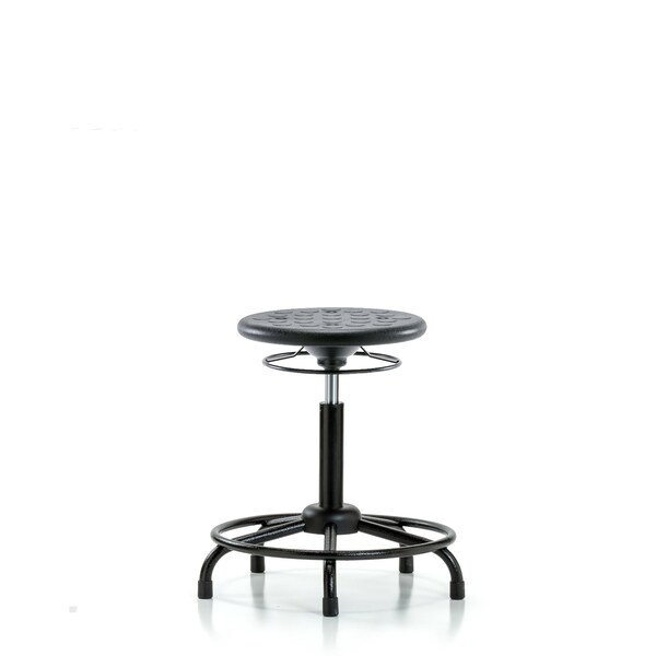 Huron Poly Stool, Round Tube Base, Med Bench, Glides, Black