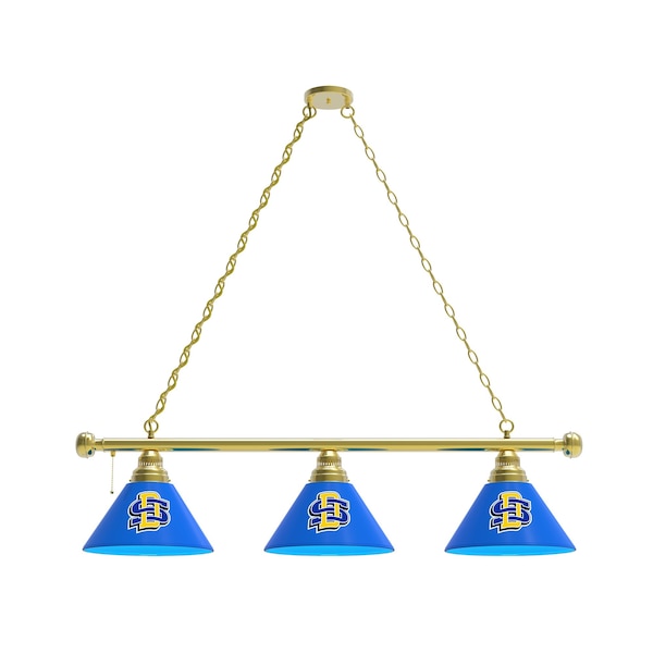 South Dakota State 3 Shade Billiard Light, Brass Fixture
