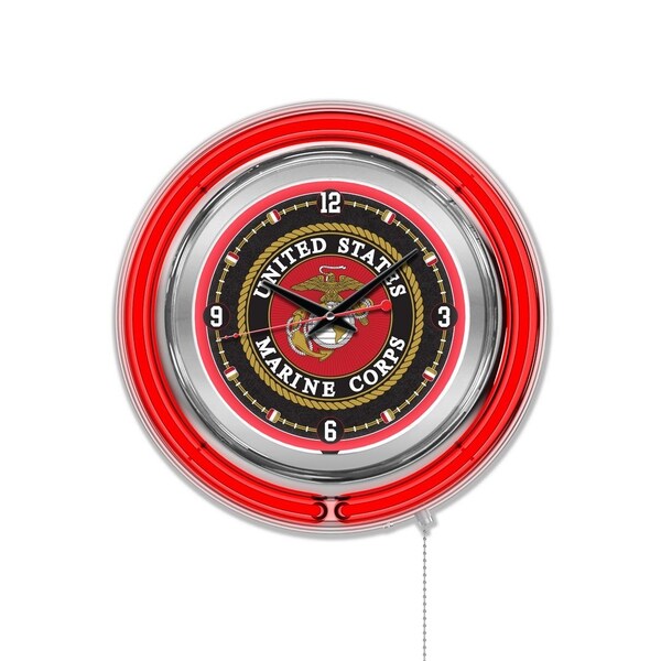 United States Marine Corps Double Neon 15" Clock