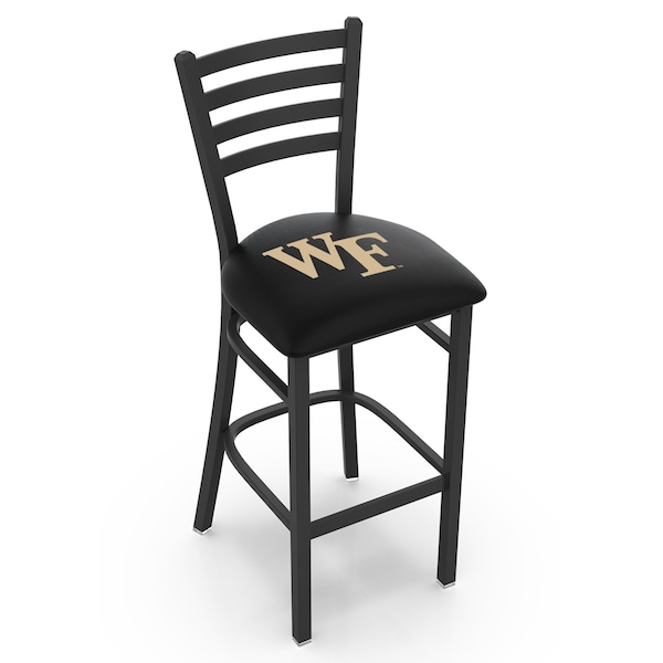 25" Blk Wrinkle Wake Forest Stationary Counter Stool, Ladder Back
