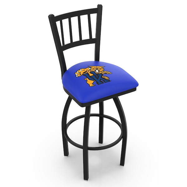 25" Blk Wrinkle Kentucky "Wildcat" Swivel Bar Stool, Jailhouse Back