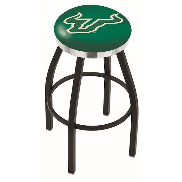 25" Blk Wrinkle South Florida Swivel Bar Stool, Chrome Ring