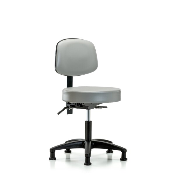 Desk Stool, Vinyl, Bk, Glides, Dov