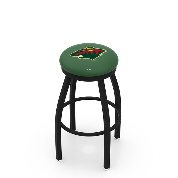 25" Blk Wrinkle Minnesota Wild Swivel Bar Stool, Accent Ring