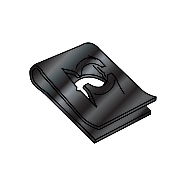 Spring Nut, #6-32, U Shape, Steel, Black Phosphate Finish, 2000 PK