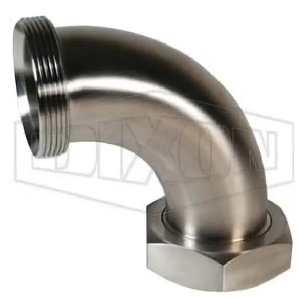 90Deg Elbow with Hex Nut, 4 in, Thread Beveled Seat x Plain Beveled Seat, 304 SS, Domestic