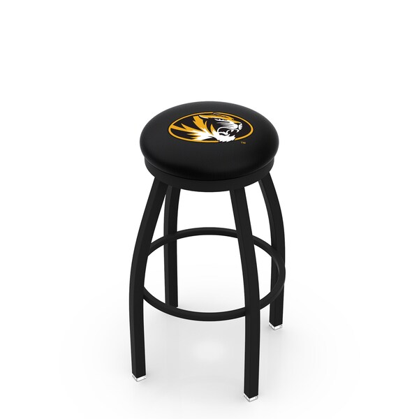 25" Blk Wrinkle Missouri Swivel Bar Stool, Accent Ring