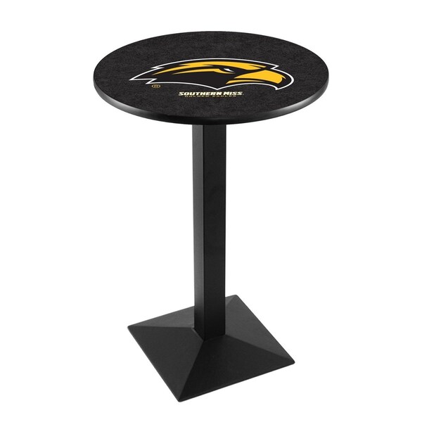 42" Blk Wrinkle Southern Miss Pub Table, 36" dia. Top