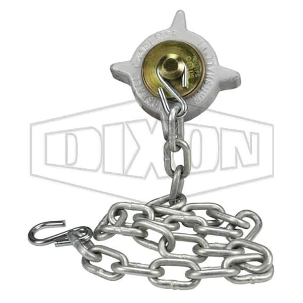 Hose Cap with Knob Plug, Ring and Chain, 3-1/4 in, Female ACME, Steel, Domestic