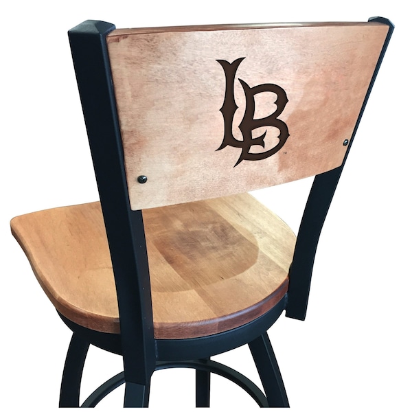 25" Blk Wrnkl Long Beach State Univ Swivel Bar Stool, Engraved Back