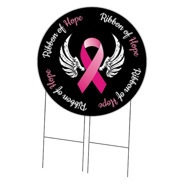 Ribbon Of Hope Double Sided Corrugated Plastic Circle Yard Sign