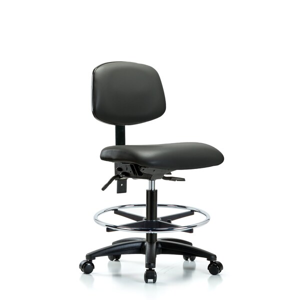 Vinyl Chair, Med Bench, Foot Ring, Casters, Carbon