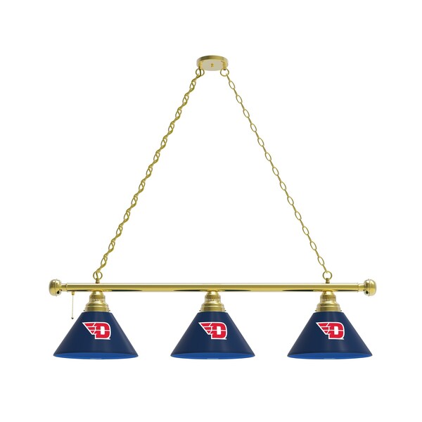 University of Dayton 3 Shade Billiard Light, Brass Fixture