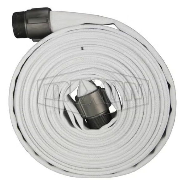 Single Jacket Mill Hose, 2 in, NPT, 100 ft L, 112 psi Working, Aluminum, Domestic